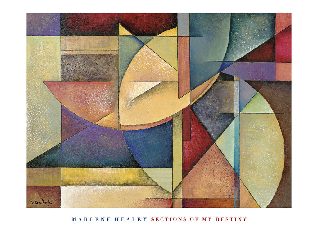 A colourful, cubist abstract.