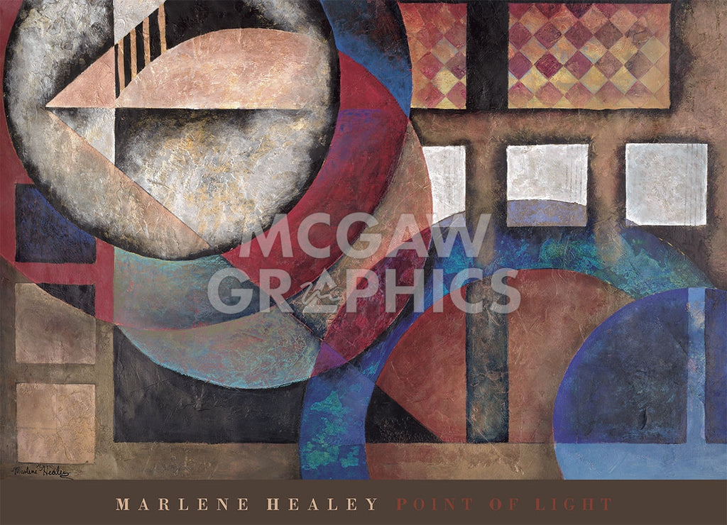 A cubist abstract of square and circular forms.