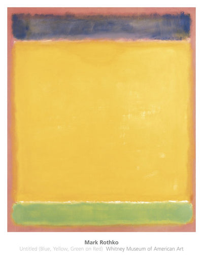 Text below image: Mark Rothko; Untitled (Blue, Yellow, Green on Red); Whitney Museum of American Art