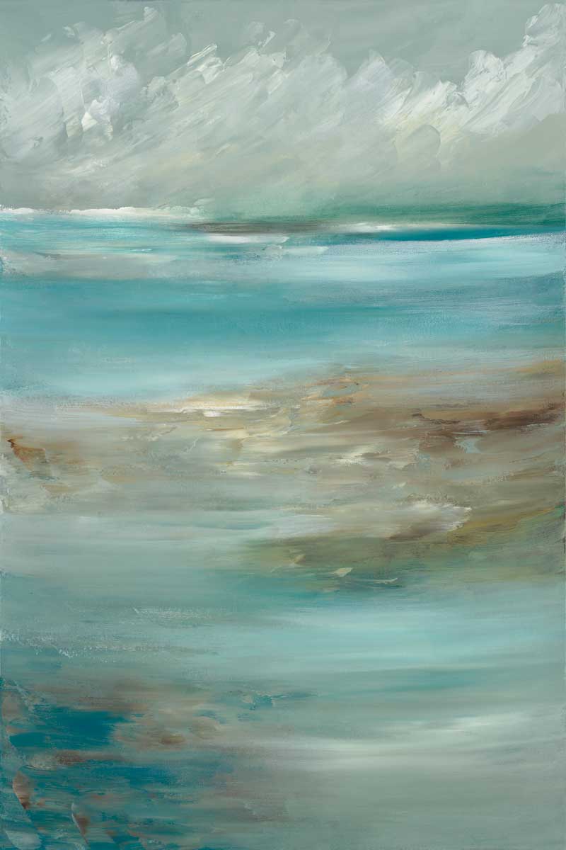 A blue, hazy impression of the sea.