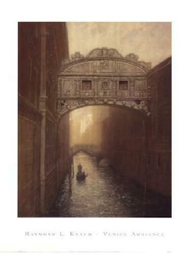 Ornate connecting covered bridge between building on a canal in Venice Italy