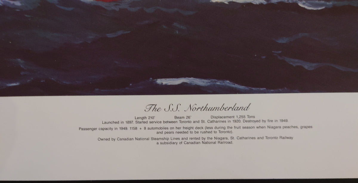 "Williamson - The S.S. Northumberland, limited edition fine art print 137/750 of the Canadian Great Lakes passenger steamship"

