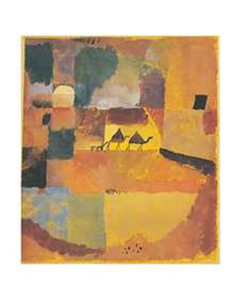 Paul Klee - Two Camels and a Donkey, 1919 expressionist oil painting depicting a North African caravan"