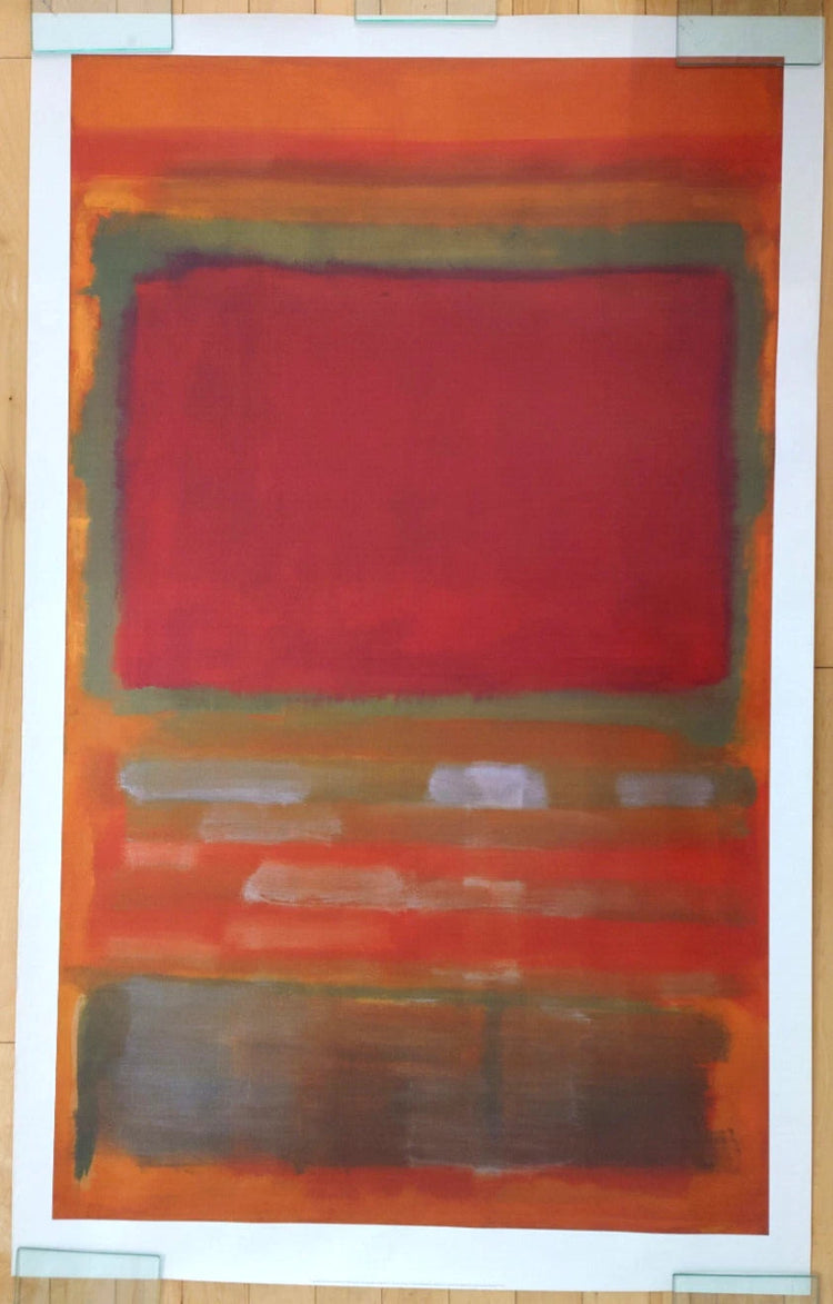 Mark Rothko Untitled #15 revised, large-format offset lithograph, crimson and olive colour field forms on orange ground, Abstract Expressionism