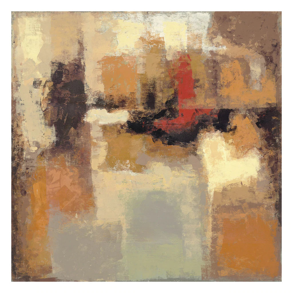 Oversize beautifully harmonized warm and soft edged abstract collage.