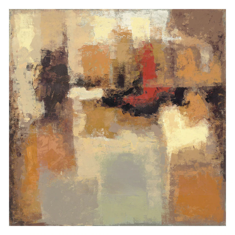 Oversize beautifully harmonized warm and soft edged abstract collage.