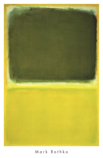 A dark green square on a lime green background.